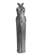 Kreuzmuster Faltenkleid