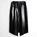 Patent Croco Glam – Glänzendes Schwarz Echtleder