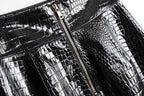 Patent Croco Glam – Glänzendes Schwarz Echtleder