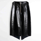 Patent Croco Glam – Glänzendes Schwarz Echtleder
